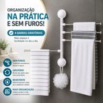 Porta Toalha Giratório Autoadesivo 4 em 1 4 Barras Articuladas Banheiro Branco Yeet