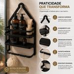 Porta Shampoo de Canto S-03 Banheiro 2 Prateleiras Gancho Superior Preto Yeet