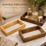 Bandeja Espelhada Decorativa Pequena Organizador Perfumes Madeira Natural Tratada Base Espelhada