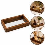 Bandeja Espelhada Decorativa Pequena Organizador Perfumes Madeira Natural Tratada Base Espelhada