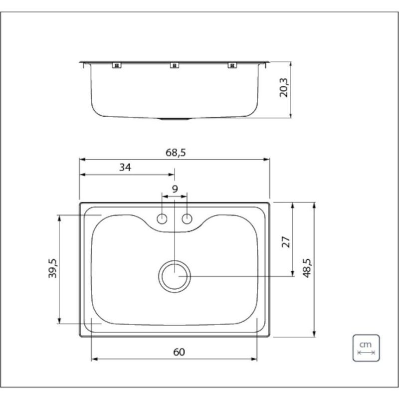 Cuba de Embutir Morgana 60 FX Retangular Undermount Aço Inox com Monocomando e Dosador de Sabão