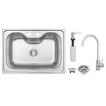 Cuba de Embutir Morgana 60 FX Retangular Undermount Aço Inox com Monocomando e Dosador de Sabão