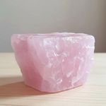 Porta Vela Decorativo Pedra Natural Cristal Quartzo Rosa Esculpida Artesanalmente Rosa