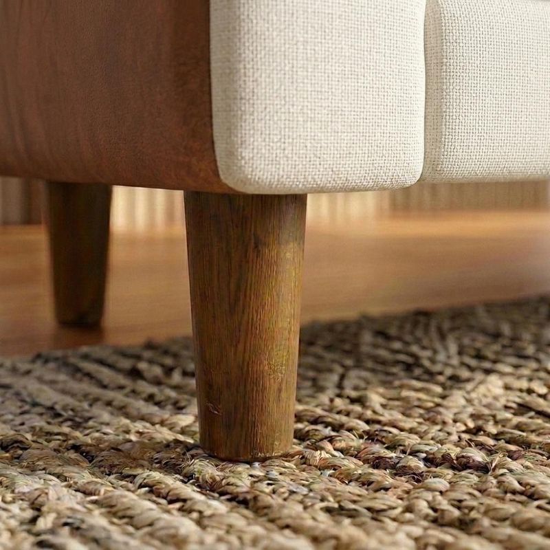 Kit Poltrona e Namoradeira Aura Linho e Courino Pés Palito Conforto Sala de Estar Milani Movelaria