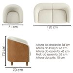 Kit Poltrona e Namoradeira Aura Linho e Courino Pés Palito Conforto Sala de Estar Milani Movelaria