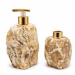 Kit Dispenser para Sabonete Líquido e Difusor de Essências Pedra Natural Exótica Quartzo Laranja