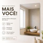 Espelho Adesivo Retangular 30x40CM Acrilico sem Moldura para Banheiro Transparente Yeet