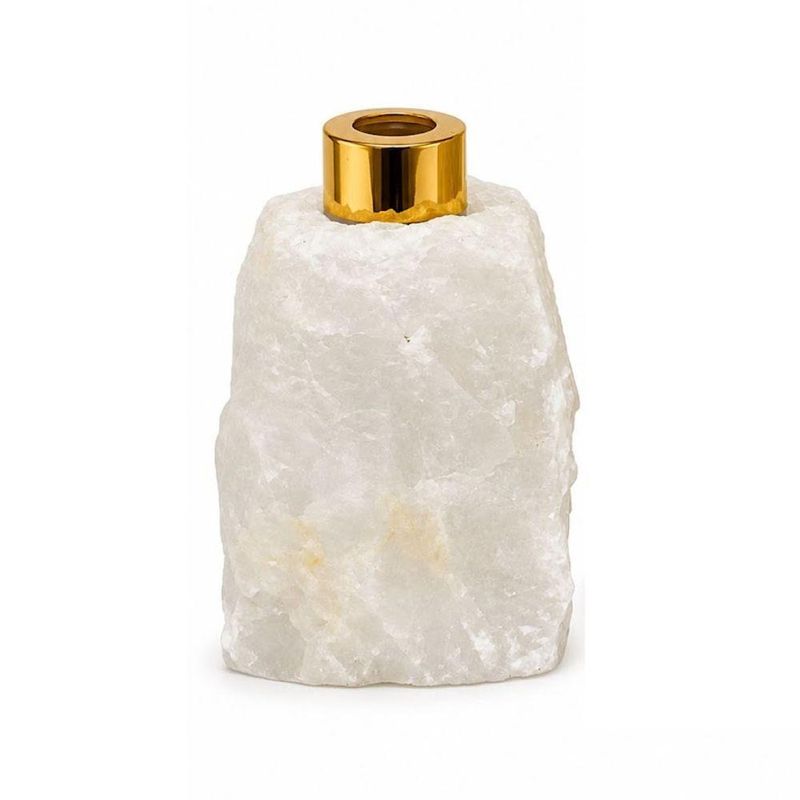 Kit Dispenser para Sabonete Líquido e Difusor de Essências Pedra Natural Exótica Quartzo Branco