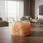 Porta Vela Decorativo Pedra Natural Cristal Calcita Laranja Peça Exclusiva Esculpida Artesanalmente