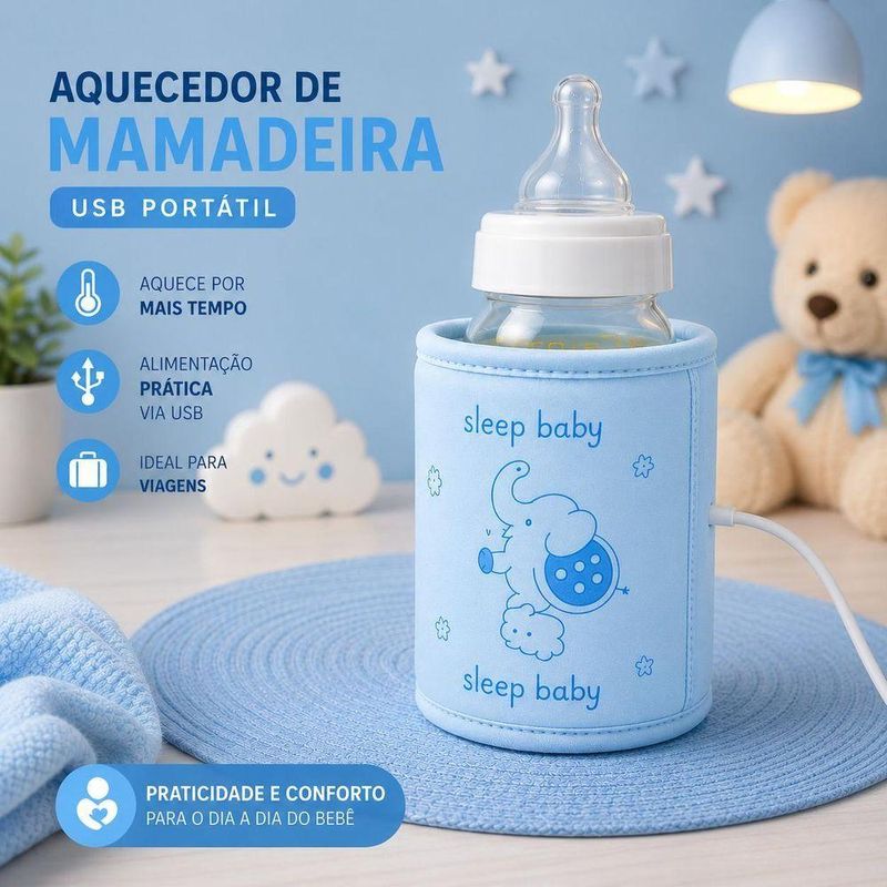 Aquecedor de Mamadeira USB Portátil para Carro Casa Viagem Azul Yeet Único