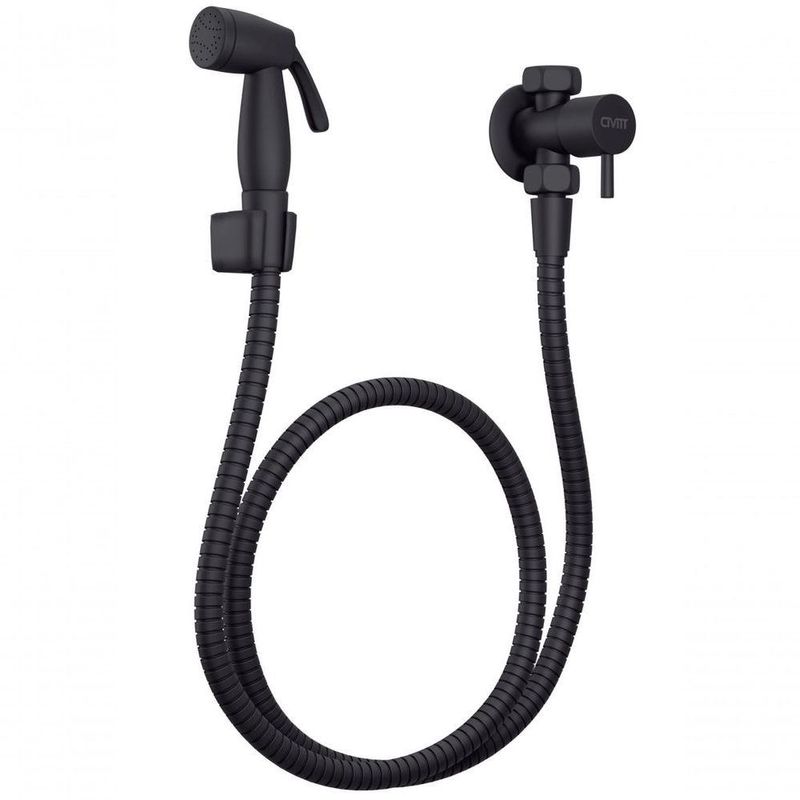 Ducha Higiênica Metal 1-4 de Volta Mangueira Flexível Preto Civitt