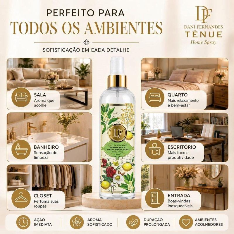 Aromatizador de Ambiente Verbena e Limão Siciliano Transparente Dani Fernandes 250ML