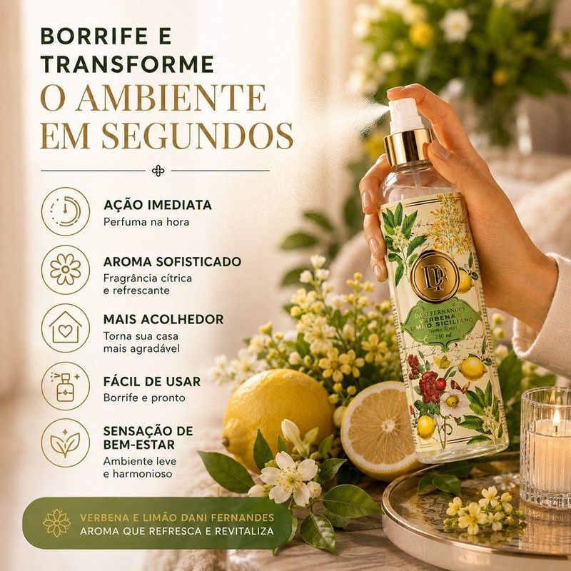 Aromatizador de Ambiente Verbena e Limão Siciliano Transparente Dani Fernandes 250ML