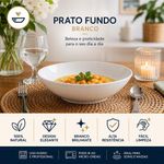 Jogo de Pratos Fundos Essenza 8 Peças Vidro Opalino Branco Rojemac