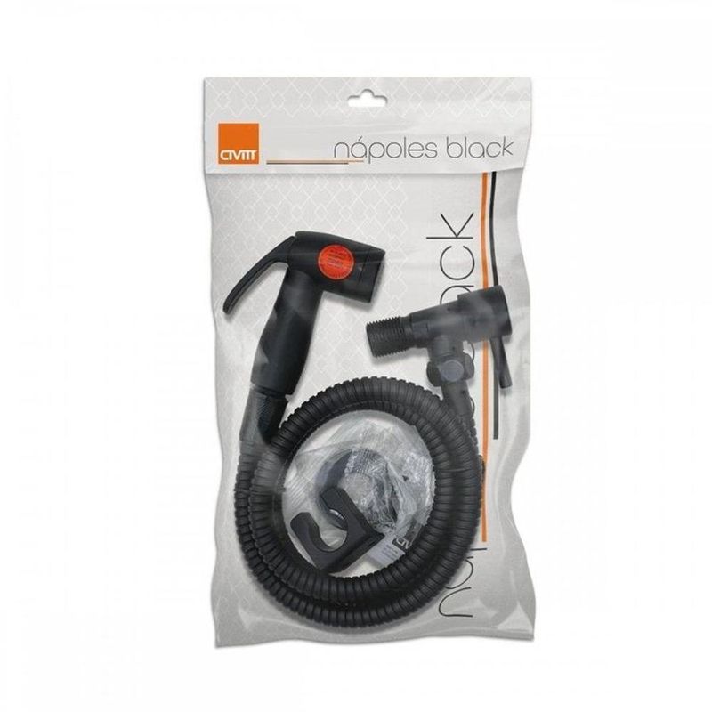 Ducha Higiênica com Derivação 1-4 de Volta Preto Fosco Metal Inoxidável Black Civitt