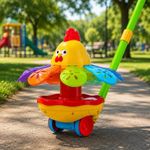 Brinquedo de Empurrar Infantil Galinha Musical Carrinho Educativo Amarelo Yeet