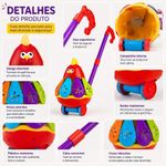 Brinquedo de Empurrar Infantil Galinha Musical Carrinho Educativo Amarelo Yeet