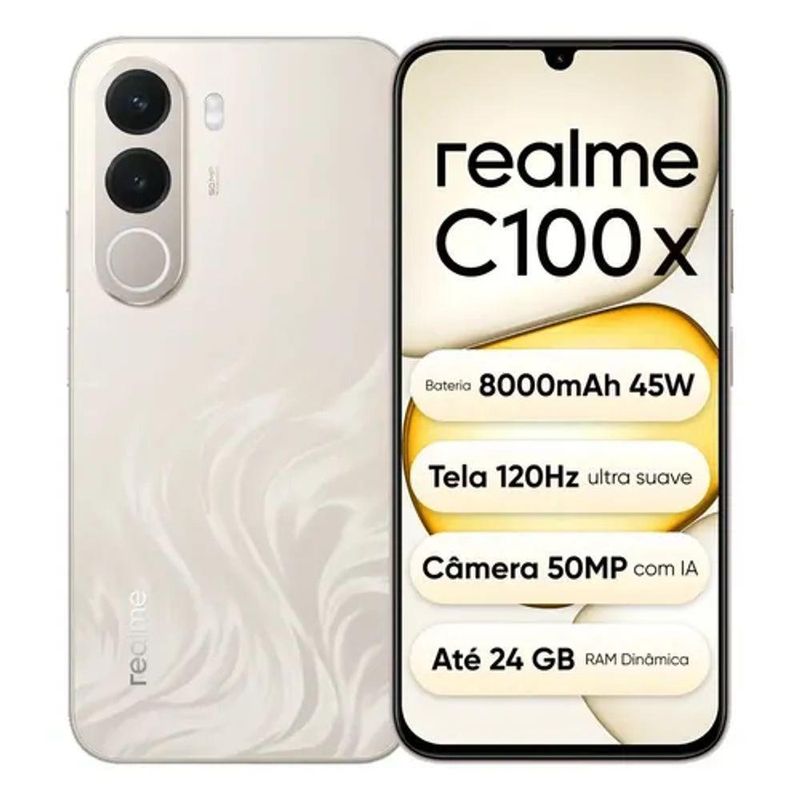 Smartphone Realme C100x 8GB RAM 256GB Memória Interna Dourado