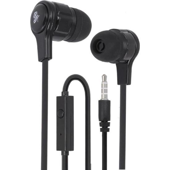 Fone de ouvido 5+ easy flat com microfone preto