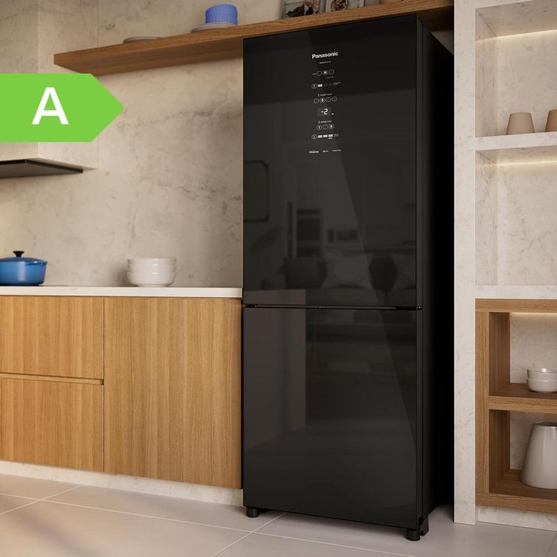 Geladeira panasonic nr-bb65gv7b frost free bottom freezer inverter 467 litros