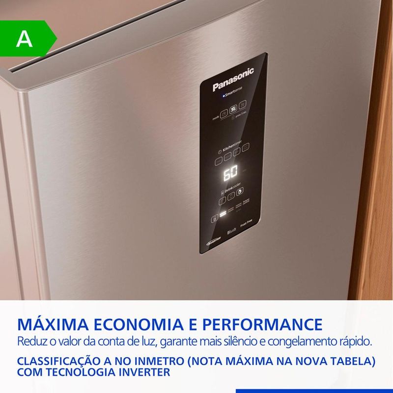Geladeira panasonic bb64pv 475l frost free inverter bivolt aço escovado
