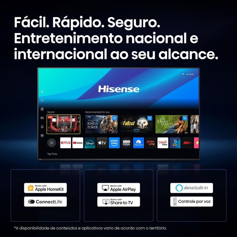 Smart tv 50" 4k qled hisense 50q6qvv vidaa dolby vision