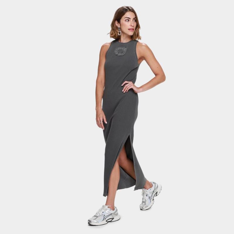 Vestido canelado colcci fenda lateral feminino