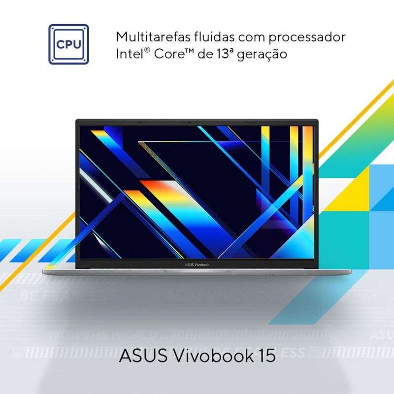 Notebook asus vivobook 15 core i5 8gb ram 256gb ssd tela 15,6” fhd windows 11 – x1504va-nj1738w