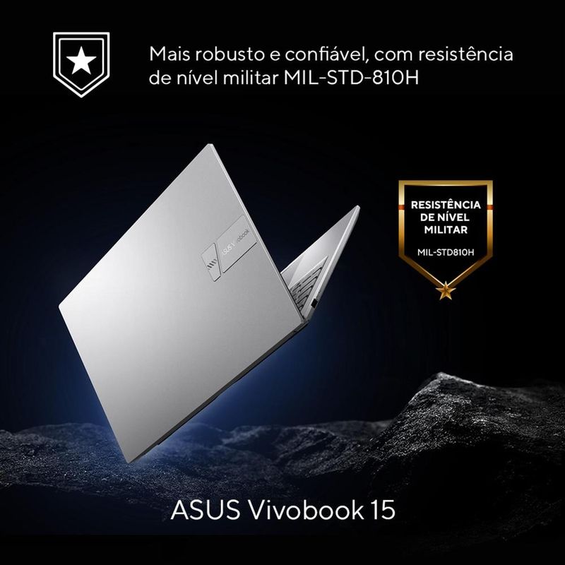 Notebook asus vivobook 15 core i5 8gb ram 256gb ssd tela 15,6” fhd windows 11 – x1504va-nj1738w