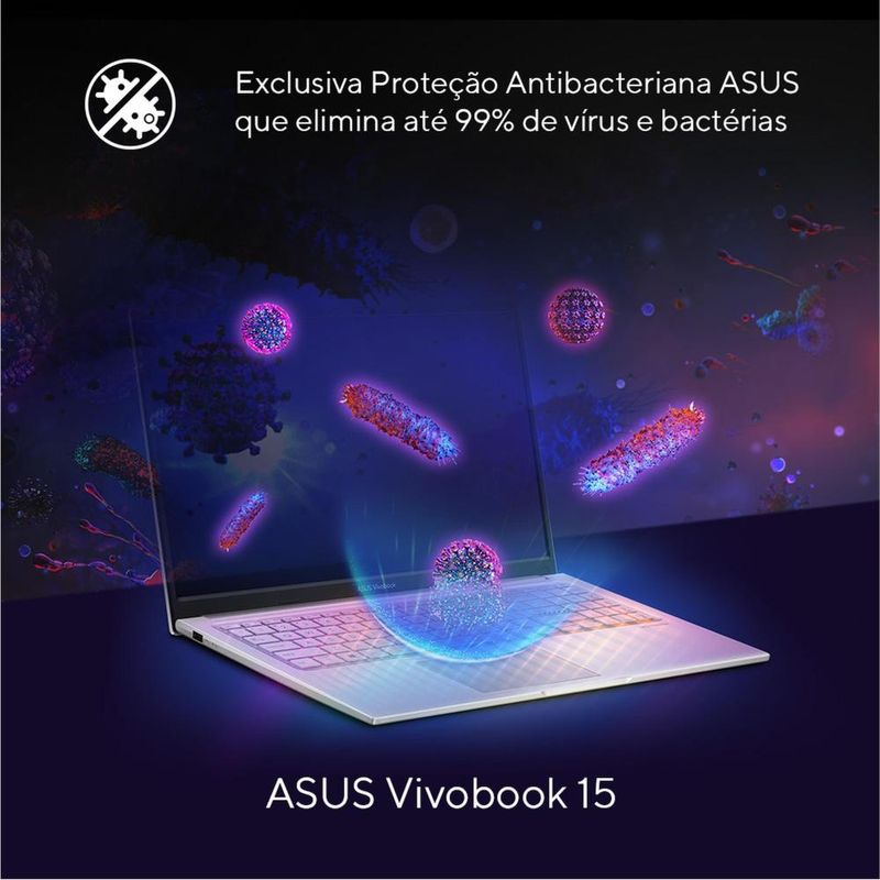 Notebook asus vivobook 15 core i5 8gb ram 256gb ssd tela 15,6” fhd windows 11 – x1504va-nj1738w