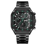 Relógio de Pulso Masculino Analógico Design Quadrado em Aço Inox Verde Megir