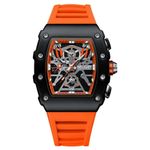 Relógio de Pulso Masculino Esportivo de Quartzo com Pulseira em Silicone Laranja Megir