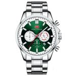Relógio Masculino Relógio em Aço Inoxidável Design Casual de Quartzo a Prova D Agua Verde Prata