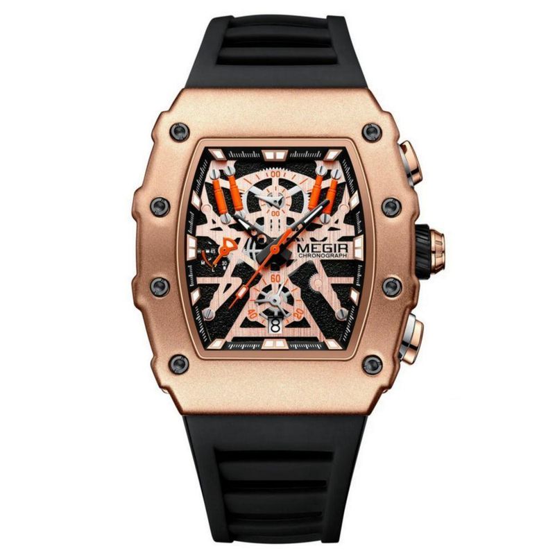 Relógio de Pulso Masculino Esportivo de Quartzo com Pulseira Silicone Analógico Digital Preto Megir