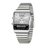 Relógio Masculino Quartzo Analógico e Digital Aço Inox à Prova D'água Prata Sanda