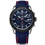 Relógio de Pulso Masculino Esportivo Quartzo Silicone à Prova D'água Azul Megir