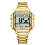 Relógio Digital Relógio Masculino Multifuncional com Mostrador Luminoso à Prova D'Água Dourado