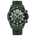 Relógio Analógico Masculino Quartzo Esportivo Silicone à Prova D'agua Verde Mini Focus