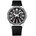 Relógio de Pulso Masculino de Quartzo Design Criativo com Pulseira de Silicone Preto Curren