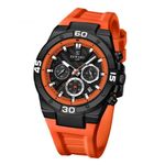 Relógio Masculino de Quartzo Esportivo Pulseira de Silicone à Prova D'agua Laranja