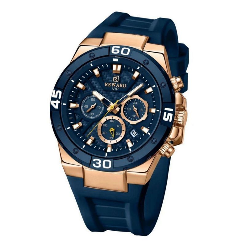 Relógio Masculino de Quartzo Design Esportivo Pulseira de Silicone à Prova D'agua Reward