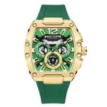 Relógio de Pulso Tonneau Esportivo com Pulseira de Silicone Luminoso Verde Megir