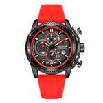 Relógio Masculino Esportivo Militar Quartzo Silicone à Prova D'água Vermelho Megir