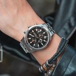 Relógio Masculino Quartzo Analógico e Digital com Pulseira de Aço Inox Preto e Prata Megir