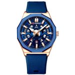 Relógio Masculino de Quartzo Design Criativo com Pulseira de Silicone Azul Analógico Curren