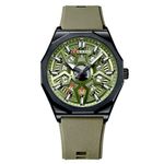 Relógio Masculino de Quartzo Design Criativo Analógico Pulseira Silicone Verde Curren