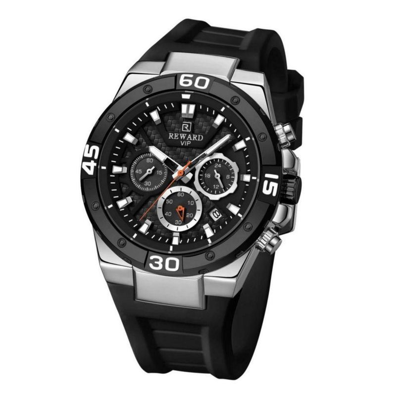 Relógio de Pulso Masculino Quartzo Esportivo Pulseira Silicone à Prova D'agua Preto