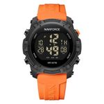Relógio de Pulso Masculino Digital Lcd Esportivo à Prova D'água Até 50m Multifuncional Laranja