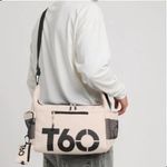 Bolsa Esportiva Transversal Nylon Único Bege com Nécessaire Porta Objetos Unissex