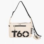 Bolsa Esportiva Transversal Nylon Único Bege com Nécessaire Porta Objetos Unissex